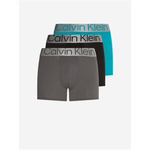 Sada tří boxerek v černé, tyrkysové a šedé barvě Calvin Klein