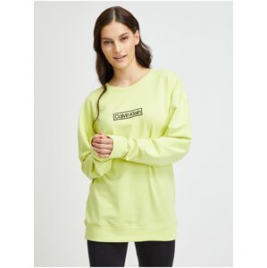 Neonově zelené dámské tričko s dlouhým rukávem Calvin Klein Jeans