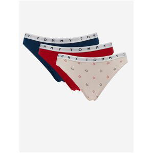 Sada tří dámských kalhotek v tmavě modré, červené a krémové barvě Tommy Hilfiger Underwear