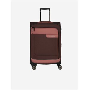 Růžovo-hnědý cestovní kufr Travelite Viia 4w M