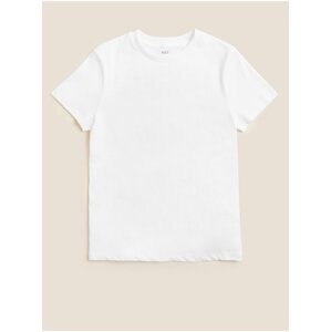 Jednobarevné tričko z čisté bavlny Marks & Spencer bílá