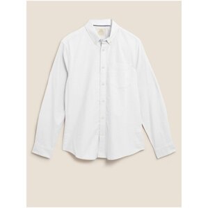 Košile Oxford úzkého střihu, z čisté bavlny Marks & Spencer bílá