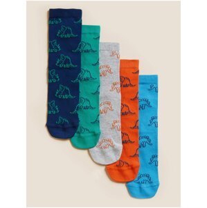 Ponožky s dinosaurem a vysokým podílem bavlny, 5 párů Marks & Spencer vícebarevná