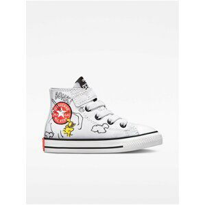 Bílé dětské vzorované kotníkové tenisky Converse Chuck Taylor All Star 1V