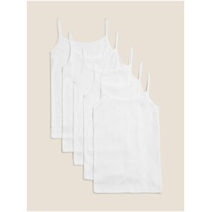 Bílé dětské košilky z čisté bavlny, 5 ks v balení (2–16 let) Marks & Spencer