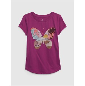 Fialové holčičí tričko organic s motýlem GAP