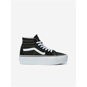 Černé dámské kotníkové kožené tenisky na platformě VANS Sk8-Hi Tapered Stackform