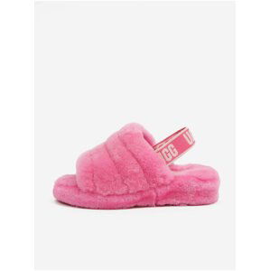 Růžová dámská domácí obuv z ovčí kožešiny UGG Fluff Yeah