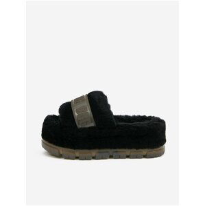 Černé dámské domácí pantofle na platformě UGG Fluffita Clear