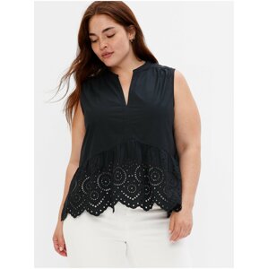 Černý dámský bavlněný peplum top s krajkou GAP