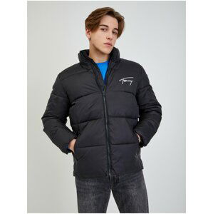 Černá pánská prošívaná bunda Tommy Jeans Signature Puffer