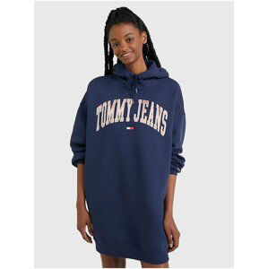 Tmavě modré dámské mikinové šaty s kapucí Tommy Jeans