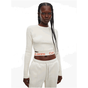 Krémový dámský cropped svetr s průstřihy Calvin Klein Jeans