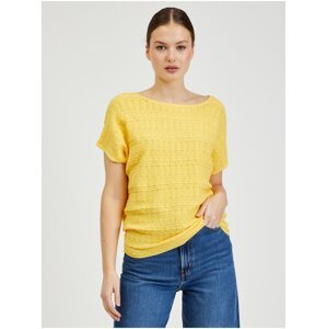 Žlutý dámský svetr s krátkým rukávem ORSAY
