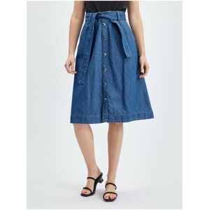Modrá dámská džínová sukně s páskem ORSAY