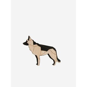 Dřevěná brož ve tvaru psa BeWooden Walking Lightdog