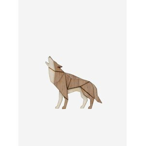 Dřevěná brož ve tvaru vlka BeWooden Walking Lightdog
