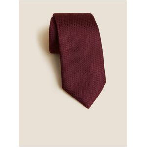 Vínová pánská kravata ze 100% hedvábí s texturou Marks & Spencer