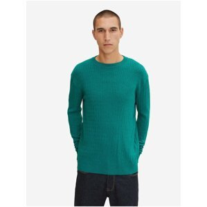 Zelený pánský basic svetr s příměsí vlny z jaka Tom Tailor