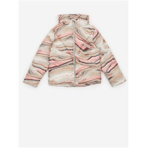 Růžovo-béžová holčičí vzorovaná prošívaná bunda s kapucí Tom Tailor
