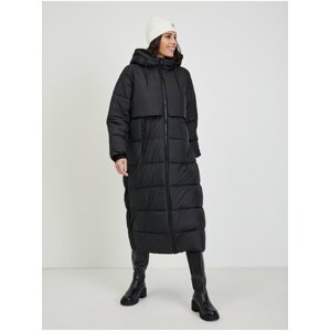 Černý dámský prošívaný zimní kabát s kapucí Tom Tailor Denim