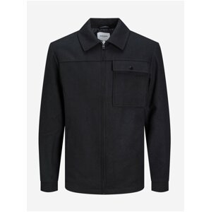 Černá pánská košilová bunda s příměsí vlny Jack & Jones Johnson