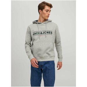 Světle šedá pánská žíhaná mikina s kapucí Jack & Jones Friday