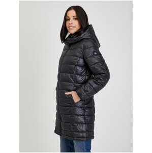 Černý dámský prošívaný zimní kabát s odepínací kapucí Pepe Jeans Agnes