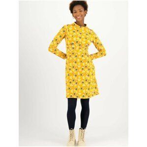 Žluté dámské květované svetrové šaty Blutsgeschwister Home Sweet Turtle
