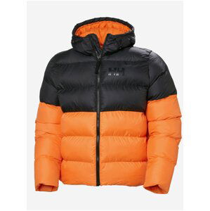 Černo-oranžová pánská vzorovaná prošívaná bunda s kapucí HELLY HANSEN