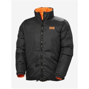 Oranžovo-černá pánská péřová oboustranná zimní bunda HELLY HANSEN