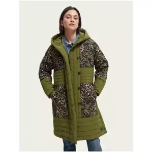 Khaki dámský vzorovaný zimní prošívaný kabát Scotch & Soda