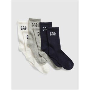 Sada tří dětských ponožek v bílé, šedé a černé GAP
