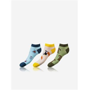 Sada tří párů unisex ponožek v modré, žluté a zelené barvě Bellinda CRAZY IN-SHOE SOCKS 3x