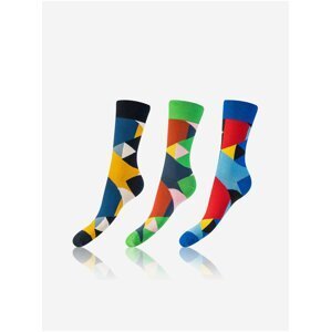 Sada tří párů unisex ponožek v žluté, modré a zelené barvě Bellinda CRAZY SOCKS 3x