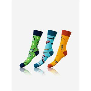 Sada tří párů unisex ponožek v oranžové, zelené a modré barvě Bellinda CRAZY SOCKS 3x