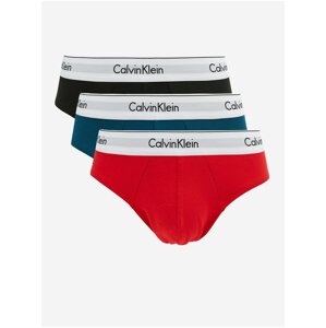 Sada tří pánských slipů v červené, modré a černé barvě Calvin Klein Underwear