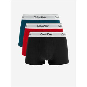 Sada tří pánských boxerek v černé, červené a petrolejové barvě Calvin Klein Underwear