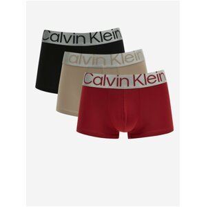 Sada tří pánských boxerek v černé, béžové a červené barvě Calvin Klein Underwear