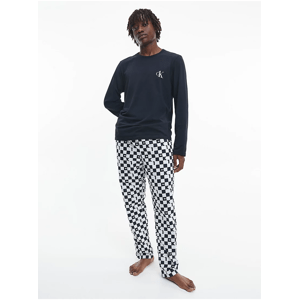 Bílo-černé pánské kostkované pyžamo Calvin Klein Underwear