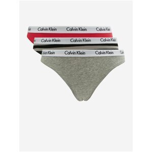 Sada tří dámských kalhotek v šedé a červené barvě Calvin Klein Underwear