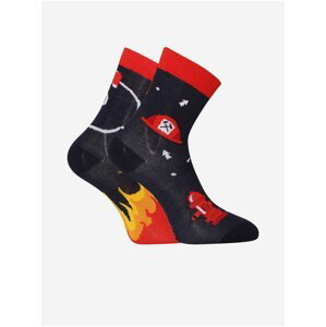 Černo-červené dětské veselé ponožky Dedoles Hasič