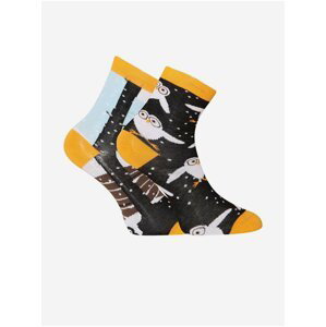 Žluto-černé dětské veselé ponožky Dedoles Sovy