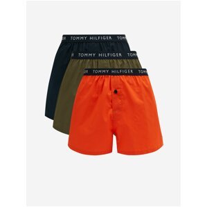 Sada tří pánských trenýrek v oranžové, khaki a tmavě modré barvě Tommy Hilfiger Underwear