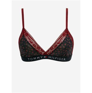 Červeno-černá dámská vzorovaná krajková podprsenka Tommy Hilfiger Underwear