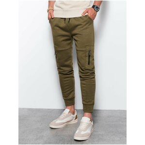 Khaki pánské tepláky Ombre Clothing