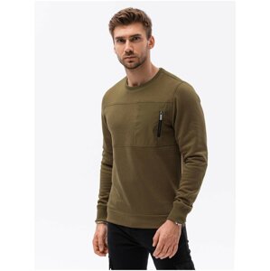 Khaki pánská mikina bez kapuce Ombre Clothing