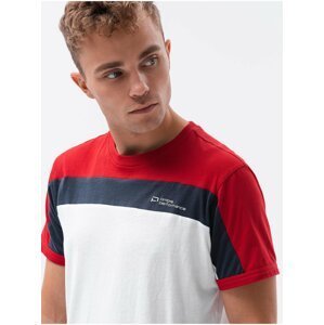 Červeno-bílé pánské tričko Ombre Clothing