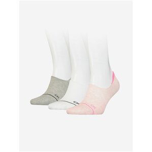 Sada tří párů dámských ponožek v šedé, bílé a růžové barvě Calvin Klein