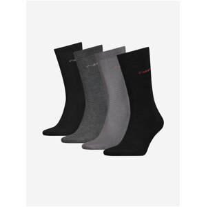 Sada čtyř párů pánských ponožek v šedé a černé barvě Calvin Klein